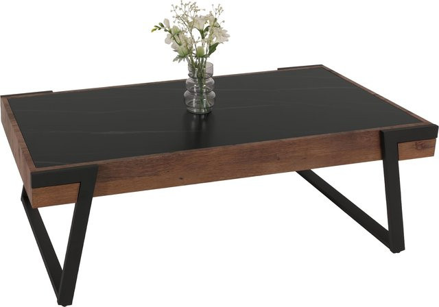 MCW Couchtisch MCW-L89 in Marmor-Optik Schwarz und Dunkelbraun, Sinterstein und Eisen, B/T/H: 120 x 43 x 64 cm - Bild 1