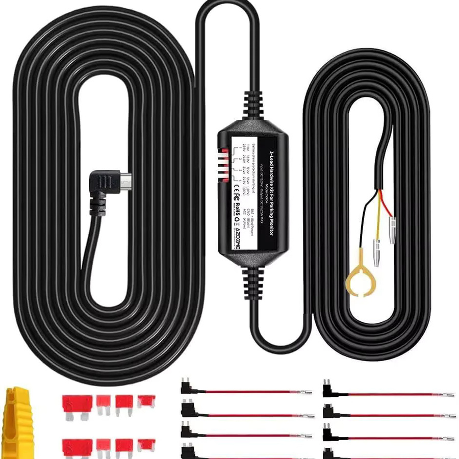 AZDOME JYX04 Auto-DVR Hardwire-Kit mit Niederspannungsschutz, Micro-USB-Anschluss und ACC-Stromkabel, Schwarz - Bild 3