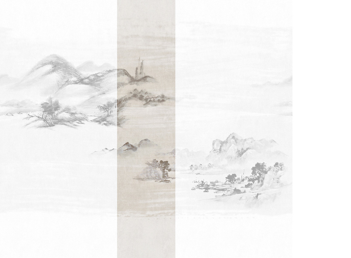 Jannelli & Volpi Mural Kawa Neutral Panel 3 Wandpaneel in Beige mit abstraktem orientalischem Design aus Vinyl - Bild 1