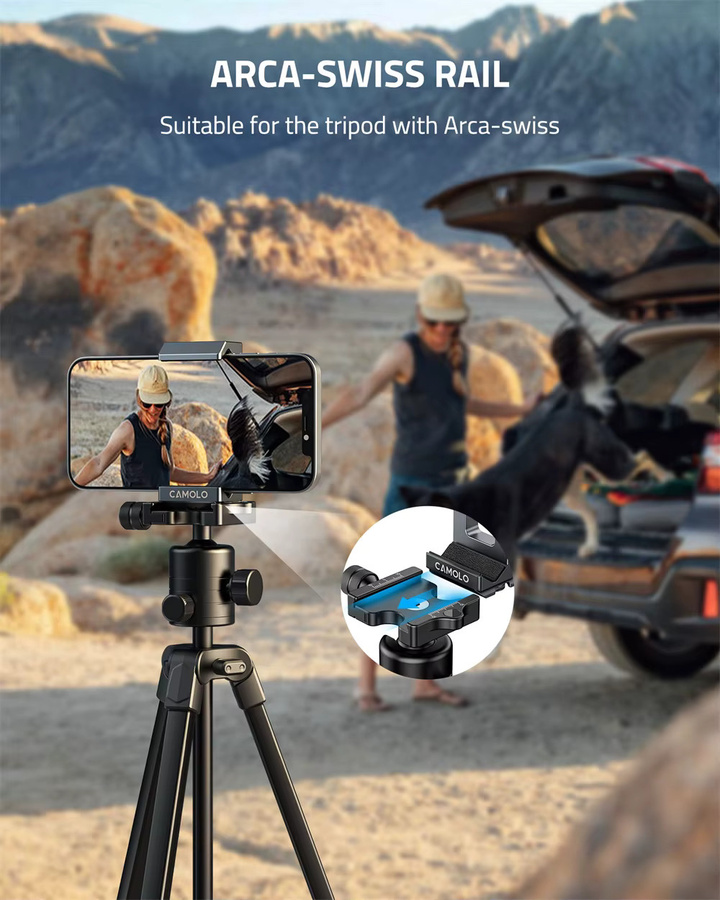Leaplight Multifunktionaler Handyhalter aus Metall mit Arca Swiss, Cold Shoe und GoPro-Halterung sowie Handyklemme für iPhone und Samsung - Bild 2