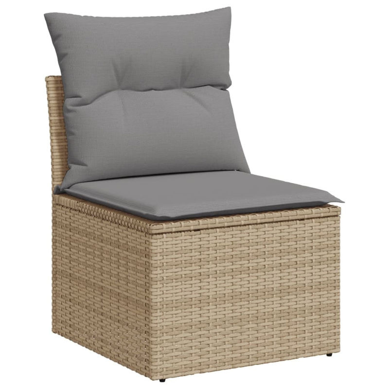 Vidaxl 7-teiliges Gartenmöbel-Set aus Polyrattan mit Kissen in Beige - Bild 3