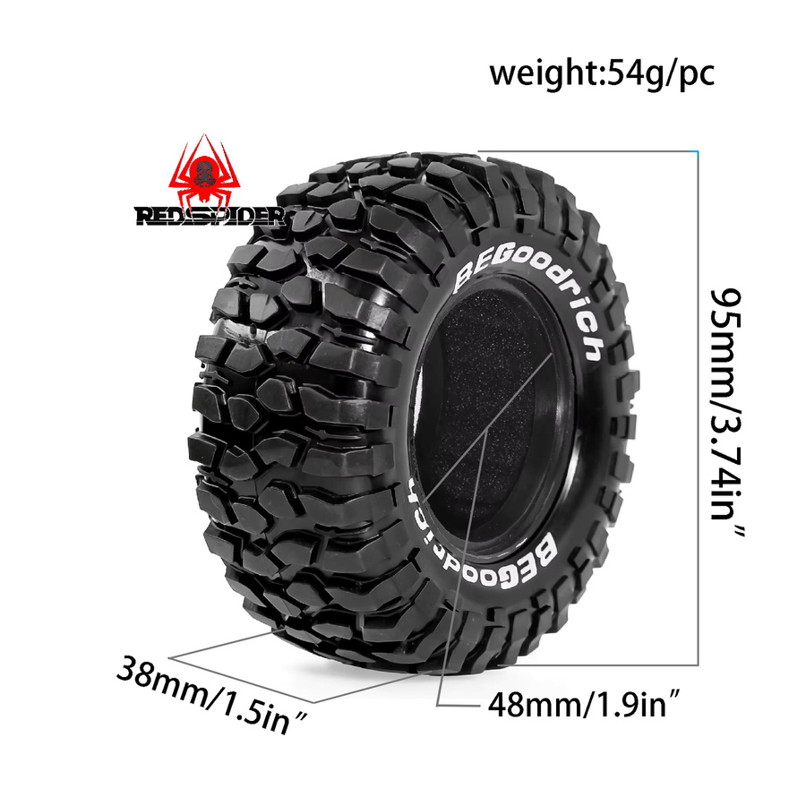 MJX RC Crawler Auto Zubehör, 4-teiliges Set, 1:12, Reifen, 95mm - Bild 2