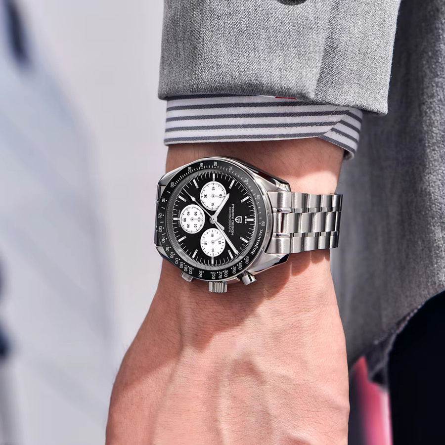 Pagani Design Chronograph, Quarz, Edelstahl, Saphirglas, Herren, Schwarz - Bild 2