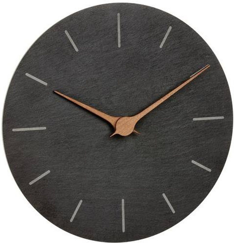 TFA Dostmann Wanduhr Schiefer und Holz, Analog, Rund, Geräuschlos, Durchmesser: 25 cm, Tiefe: 0,43 cm - Bild 1