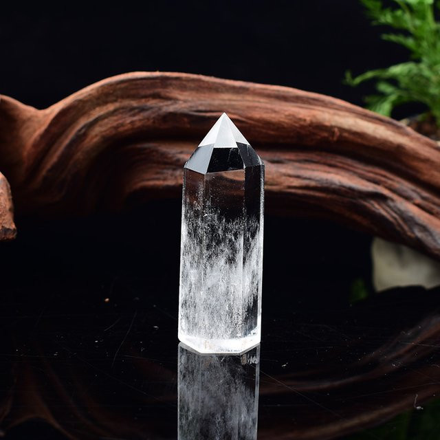 RYCRYSTAL Natürlicher klarer Quarz Kristall Obelisk als polierter Sechseck-Prisma für Reiki, Meditation und DIY-Geschenke in Transparent - Bild 1