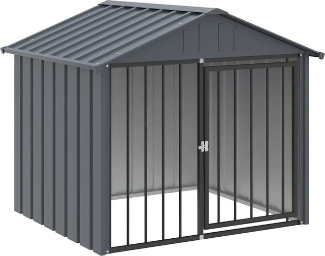 Wetterfeste Hundehütte aus Metall von VD Home Furnishing in Schwarz und Grau, B/T/H: 117 x 103 x 102 cm - Bild 1