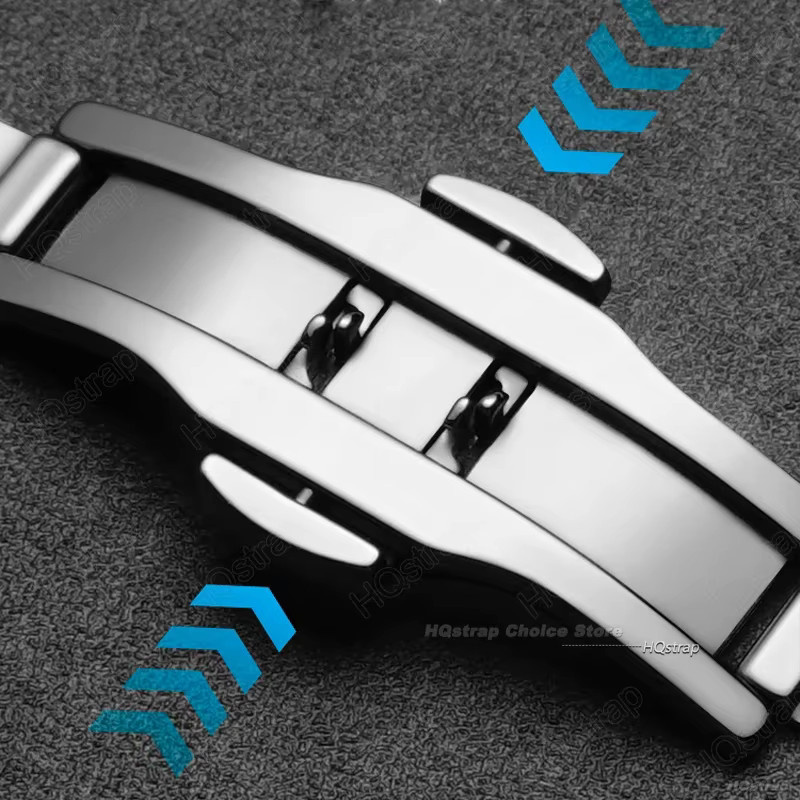 HQstrap Uhrenarmband Verschluss, Schmetterlingsschnalle, Edelstahl, Silber, Unisex - Bild 5