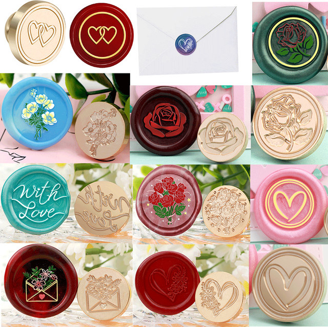 Wachsstempel aus der Valentinstag-Kollektion mit abnehmbarem Messingkopf und Holzgriff zum Dekorieren von Karten, Hochzeitseinladungen und Geschenken - Bild 1