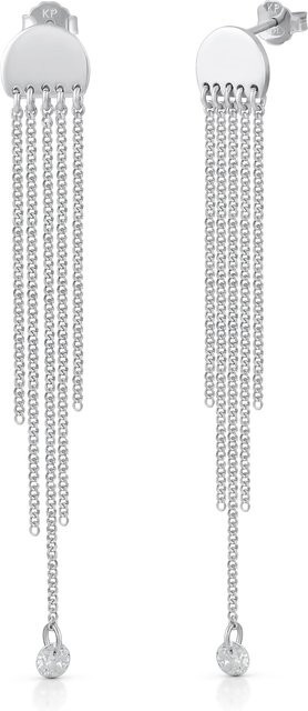 Zeeme Ohrringe 925 Silber, rhodiniert, Zirkonia, Damen, 70mm - Bild 1