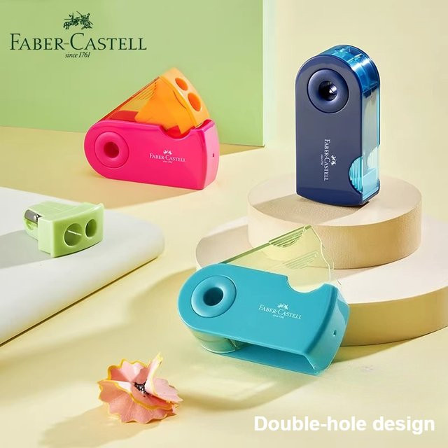 Faber-Castell Doppelloch-Anspitzer mit Behälter für Buntstifte und Skizzen in Pink und Multicolour - Bild 1