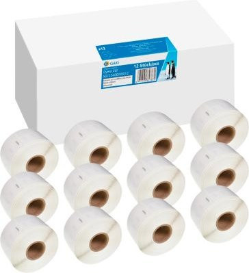 G&G Etiketten weiß, kompatibel zu Dymo 99012/s0722400, 12 Rollen à 260 Stück, ablösbar, B: 89 mm, H: 36 mm - Bild 1