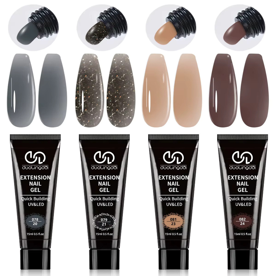 Duolingdai Poly-Nagelverlängerungsgel, 4 Farben, Braun, Schwarzgrau, Herren - Bild 1