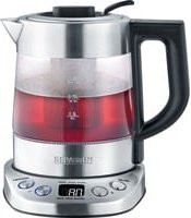 Severin Wasserkocher Deluxe Mini WK 3473 aus Glas und Edelstahl in Schwarz, Silber und Transparent mit 1 l Volumen - Bild 1