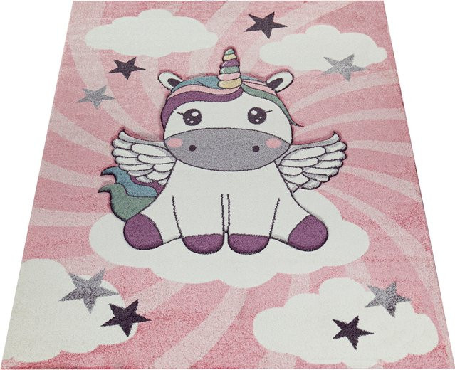 Kinderteppich Kosmos pink quadratisch mit Hoch-Tief-Effekt, Breite: 133 cm, Tiefe: 133 cm - Bild 1