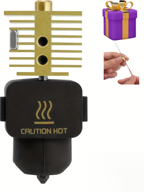 Bambu Lab Messing-Kühlkörper mit gehärteter Stahldüsenbaugruppe für A1, A1 Mini und A2L 3D-Drucker in Gold - Bild 1
