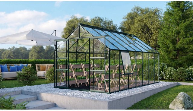 Vitavia Gewächshaus Meridian 2 Smaragd mit Sicherheitsglas und Vorzugsset - Bild 1