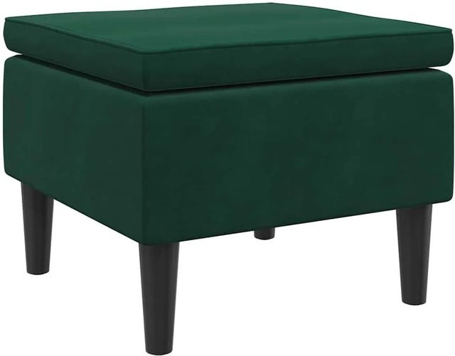 vidaXL Hocker mit Samtbezug und Holzbeinen in Dunkelgrün, B/T/H: 42 x 42 x 52 cm - Bild 1
