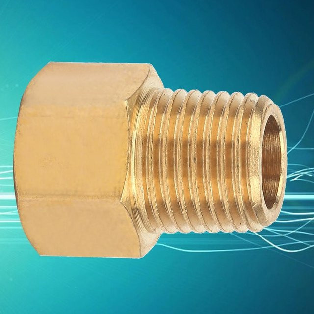 Messingrohrverschraubungsadapter Painter für Manometer, Farbe Gold, 1 4 BSPT Außengewinde auf 1 4 NPT Innengewinde - Bild 1