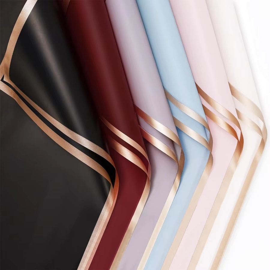 Transparentes Geschenkpapier mit goldenem Rand im koreanischen Stil für Blumensträuße und Rosen, erhältlich in Weiß, Pink und Multicolour - Bild 2