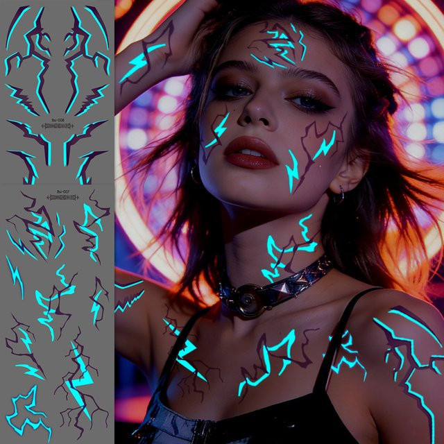 ROCOOART Temporäre Tattoos, 2 Stück, Blau-Violett, Damen - Bild 1