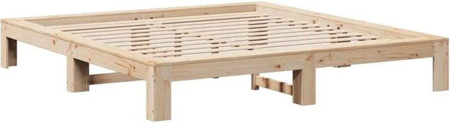 vidaXL Massivholzbett aus Kiefer in Braun, rustikal, ohne Matratze, B/T/H: 200 x 200 x 31,5 cm - Bild 1