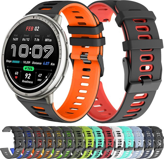 Amazfit Uhrenarmband Silikon, Schwarz, 20 mm, 22 mm - Bild 1