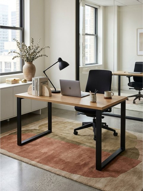 KADIMA DESIGN Schreibtisch modern in Braun und Schwarz, B/T/H: 120 x 60 x 76 cm - Bild 1
