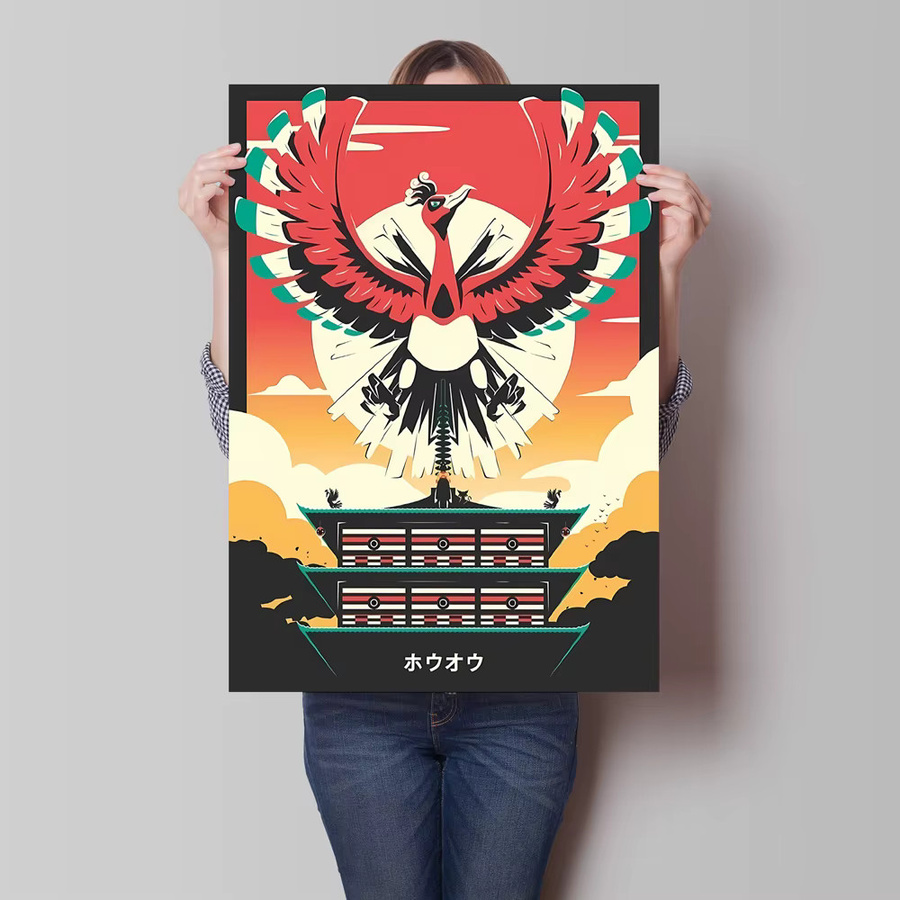 Dekoratives Leinwand-Kunstwerk von Takara Tomy mit Pokemon Ho-Oh und Lugia Illustration in Mehrfarbig - Bild 2