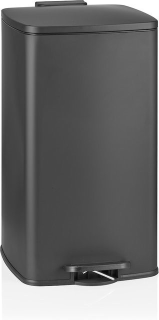 hjh OFFICE Mülleimer Clean Step 4 aus pulverbeschichtetem Eisen in Schwarz mit Pedal, Höhe: 60,0 cm - Bild 1