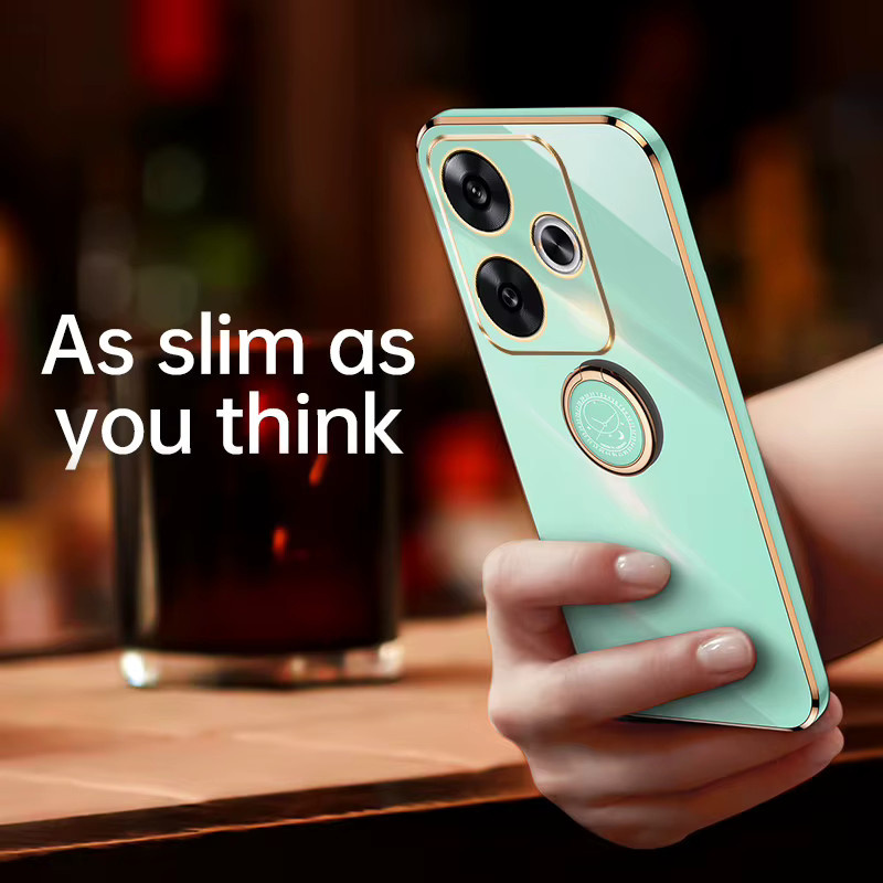 Luxus Silikon Schutzhülle mit Ringhalter für Xiaomi Poco F6 F5 Pro und Redmi Note 12 Turbo K70 K60 Pro - Bild 1