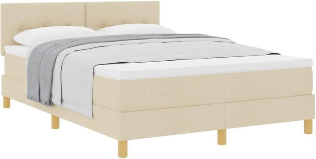 vidaXL Boxspringbett mit Matratze in Creme, Hybrid-Design mit Taschenfederkern, Breite: 160 cm, Tiefe: 200 cm, Höhe: 280 cm - Bild 1
