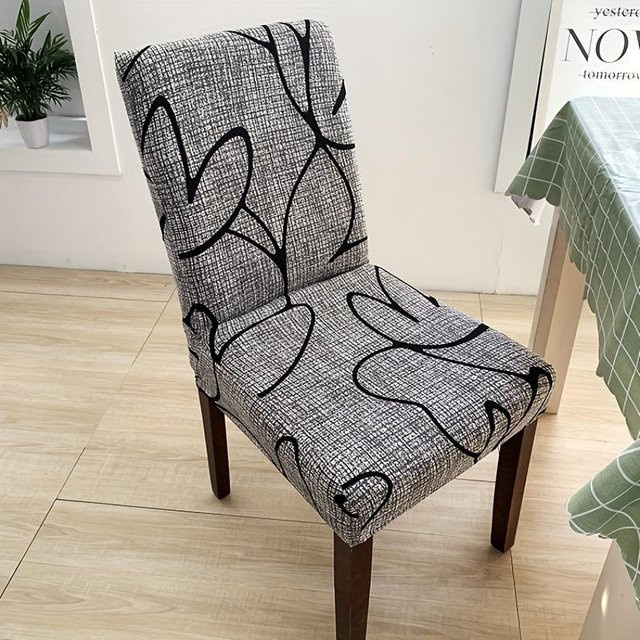Mango Event Elastischer Stuhlbezug mit grauem Blumendesign aus Milchseidenmaterial für Esszimmerstühle - Bild 1