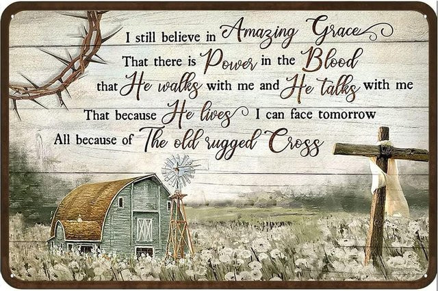 Krouterebs Vintage Metallschild I Still Believe in Amazing Grace, buntes Blechschild im Retro-Design - Bild 1
