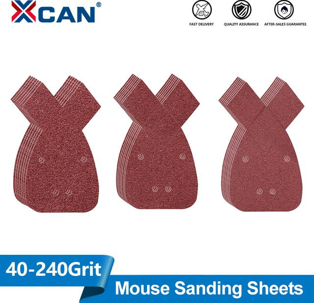 XCAN Maus-Schleifblätter mit 4 Löchern für Metall und Holz, Schleifpapier Set mit Körnungen 40, 80, 120 und 240 - Bild 1