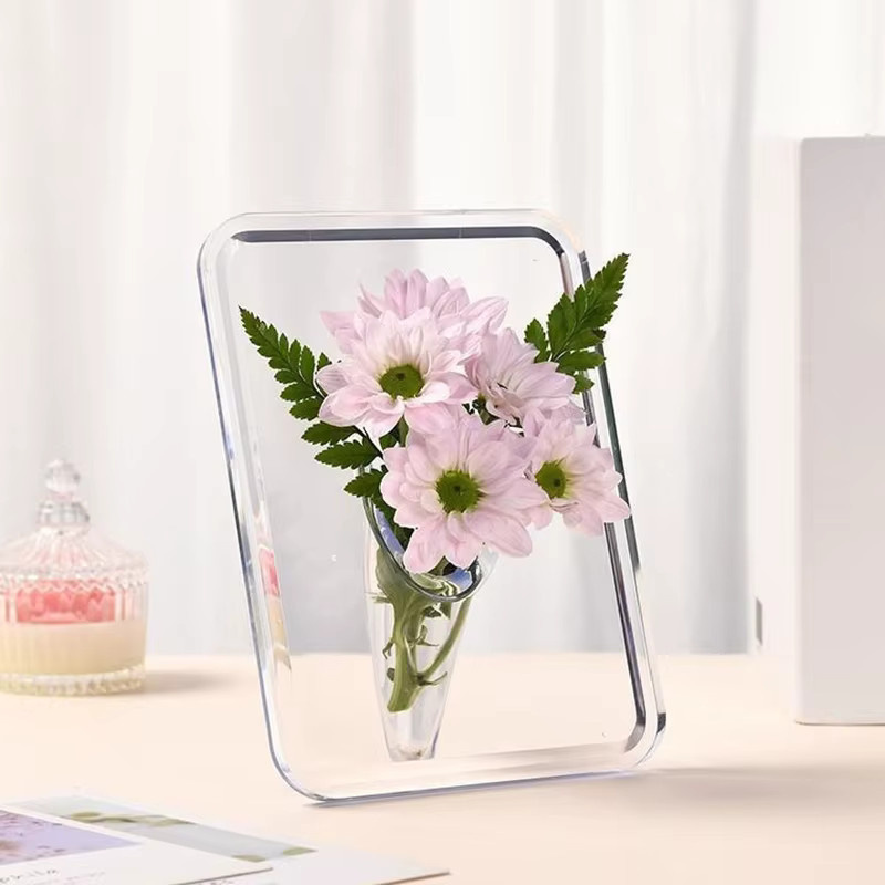 JETTING Acryl-Fotorahmen-Vase in Transparent, moderne Hydrokultur-Blumenvase für Tischpflanzen und Dekoration - Bild 1