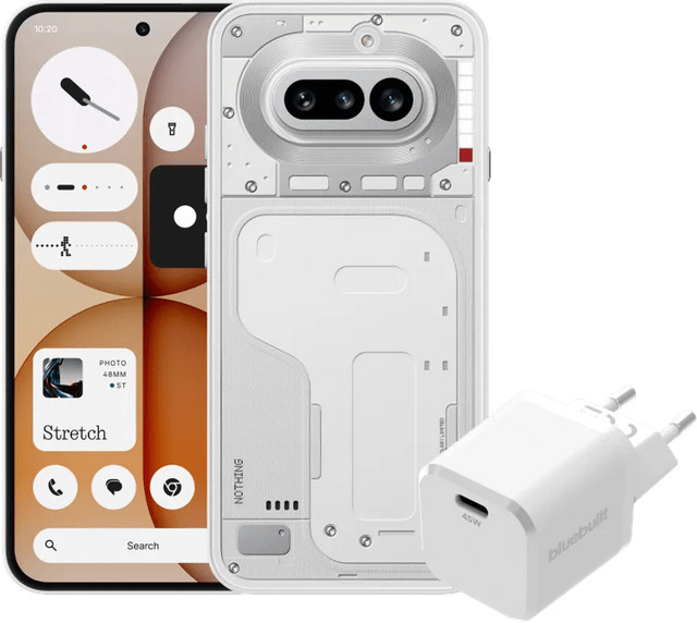 Nothing Phone (4a) Smartphone 128GB Weiß 5G mit BlueBuilt 45W USB-C Ladegerät - Bild 1