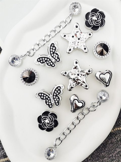 LIN KING Schuh-Charms, 12 Stück, ABS, Silber, Kristall, Damen - Bild 1