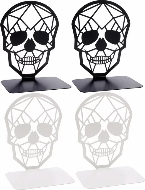 Kreative Buchstützen in geometrischer Schädel-Optik aus Metall für deine Desktop-Dekoration im modernen Punk-Stil - Bild 1