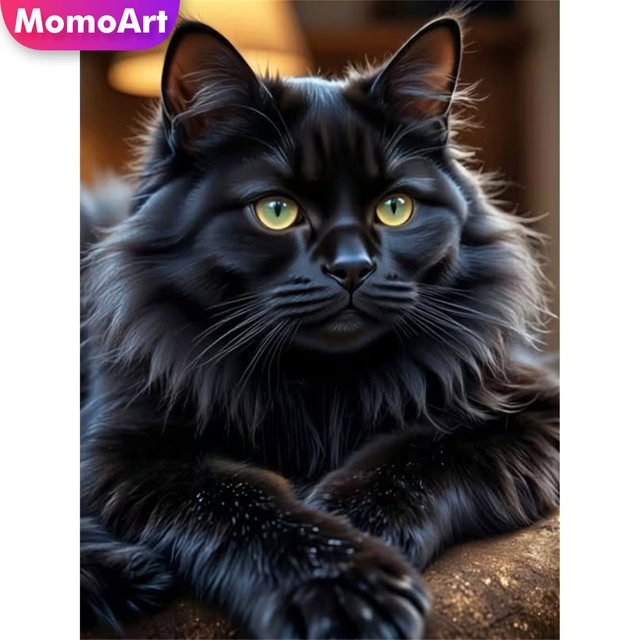 Momoart DIY Diamant Mosaik Set Schwarze Katze als Wanddekoration B/H: 30 x 20 cm - Bild 1
