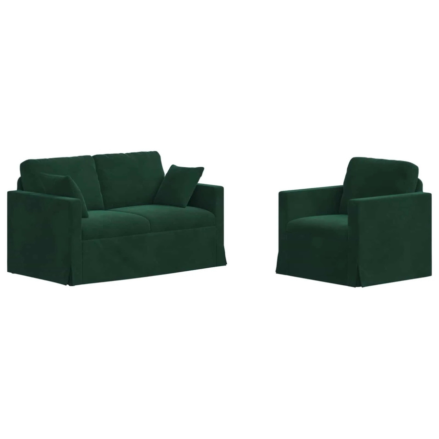 vidaXL Sofa Set 2-teilig Dunkelgrün Samt mit Metallrahmen B/T/H: 138 x 78 x 80 cm und 78 x 78 x 80 cm - Bild 2