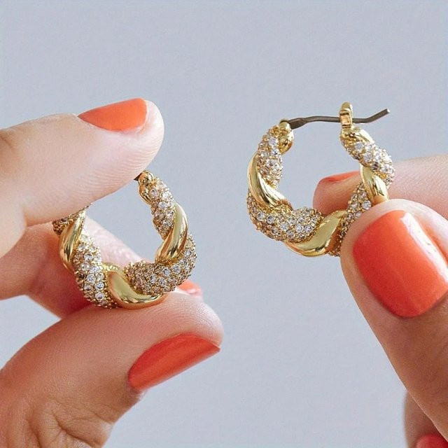 YoYo Creolen, Gold, Zirkonia, Damen - Bild 1
