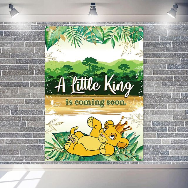 König der Löwen Babyparty Dekoration mit Simba und wildem Dschungel-Motiv in Gold und Multicolour als hängender Papier-Hintergrund - Bild 1