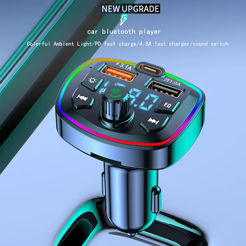 Bluetooth 5.0 FM-Transmitter mit Mikrofon und Dual USB Schnellladegerät als drahtloser Audio-Empfänger und MP3-Player für dein Auto - Bild 5