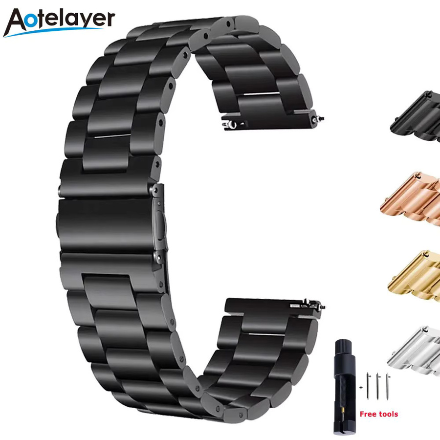 Aotelayer Uhrenarmband Edelstahl, Schwarz, Unisex - Bild 1