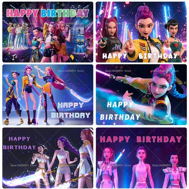 Hasbro K-Pop Girl Demon Hunters Party-Hintergrund für Erwachsene und Kinder, mehrfarbig, B: 150 cm, H: 100 cm - Bild 1