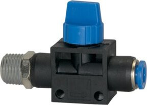 Riegler Absperrventil Blaue Serie mit Steckanschluss, R 1/4 Zoll, Schlauchdurchmesser 12 mm, Messing, Blau - Bild 1