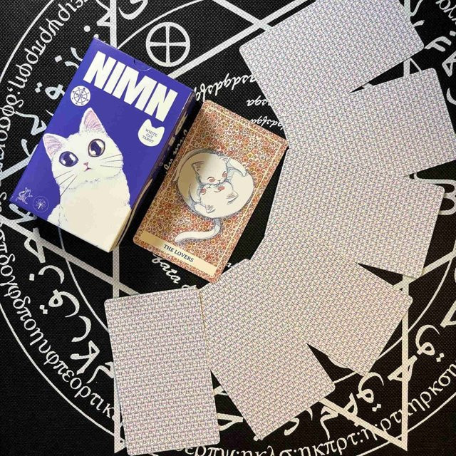 NIMN Weißes Katzen-Tarot, 78-Karten-Tarot-Deck, Aquarell-Katzen-Kawaii - Bild 1