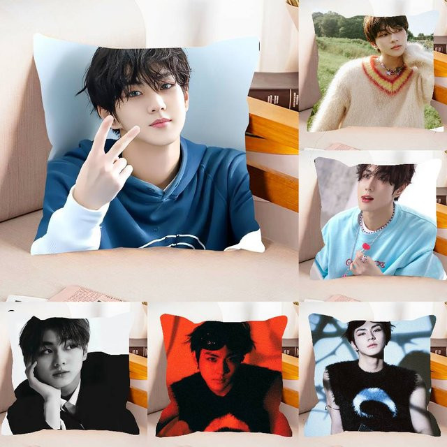 J-JUNGWON Pop Singer Kissenbezug aus weichem Plüsch mit doppelseitigem Druck, Breite: 40 cm, Breite: 40 cm - Bild 1