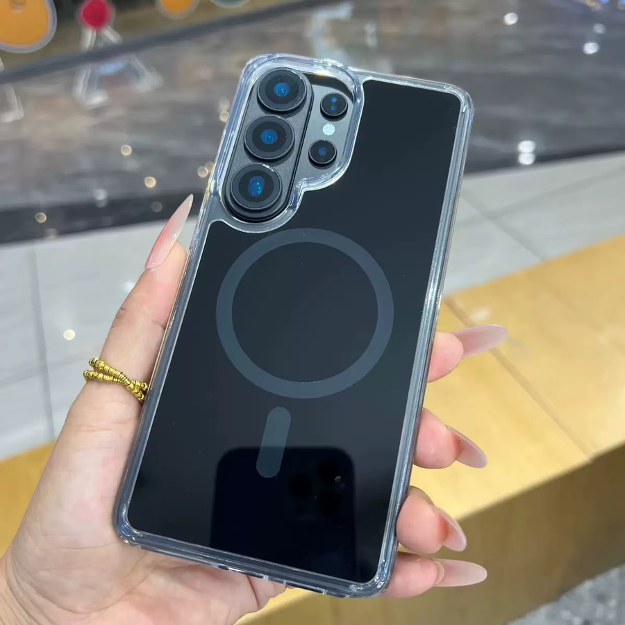 Magnetische transparente Schutzhülle für Samsung Galaxy S26 Ultra S25 FE S24 Plus S23 A17 A56 mit Farbkontrast in Weiß - Bild 3