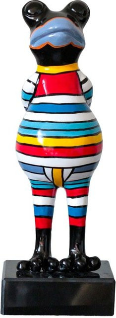 Skulptur GESTREIFTER FROSCH von imageLAND in Schwarz und Multicolour, moderne Tischdekoration aus Keramik und Stein, Höhe: 34,0 cm, Breite: 12,0 cm - Bild 1